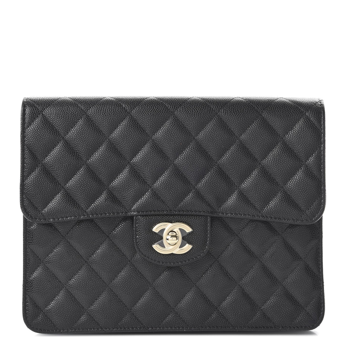Caviar Quilted Square Flap Clutch Black