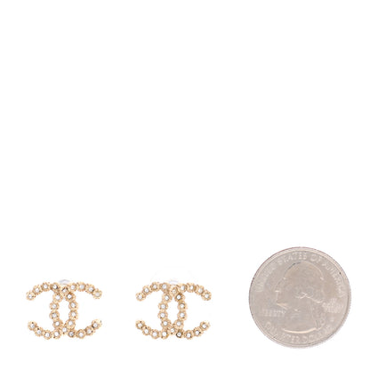 Chanel Crystal Mini CC Earrings Gold 2 of 5