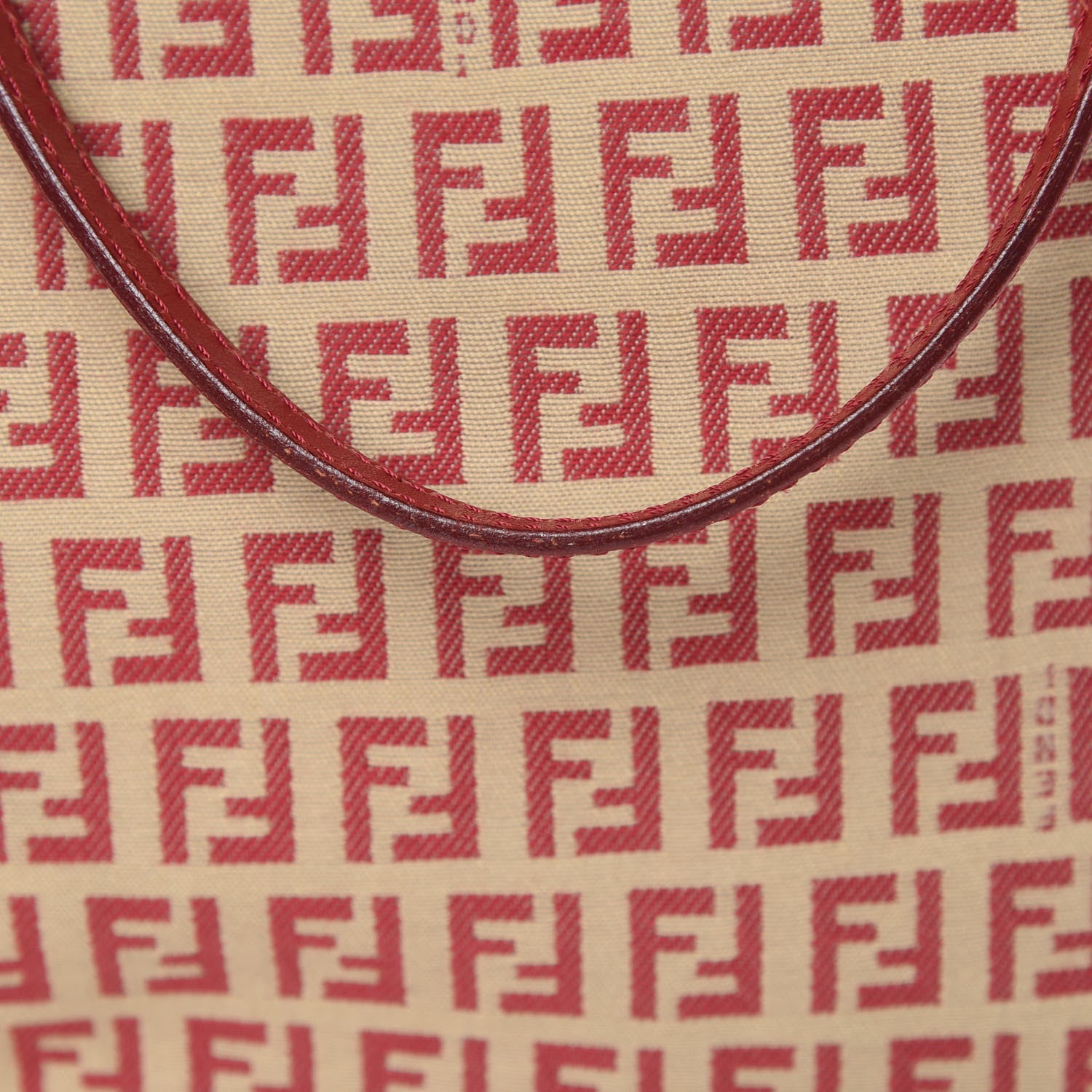 Fendi Zucchino Vitello Tote Beige Rosso 12 of 14