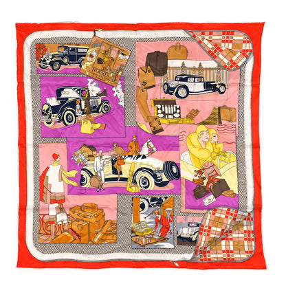 Hermes Silk Confort En Automobile Scarf 70 Vermillon Cyclamen 1 of 3