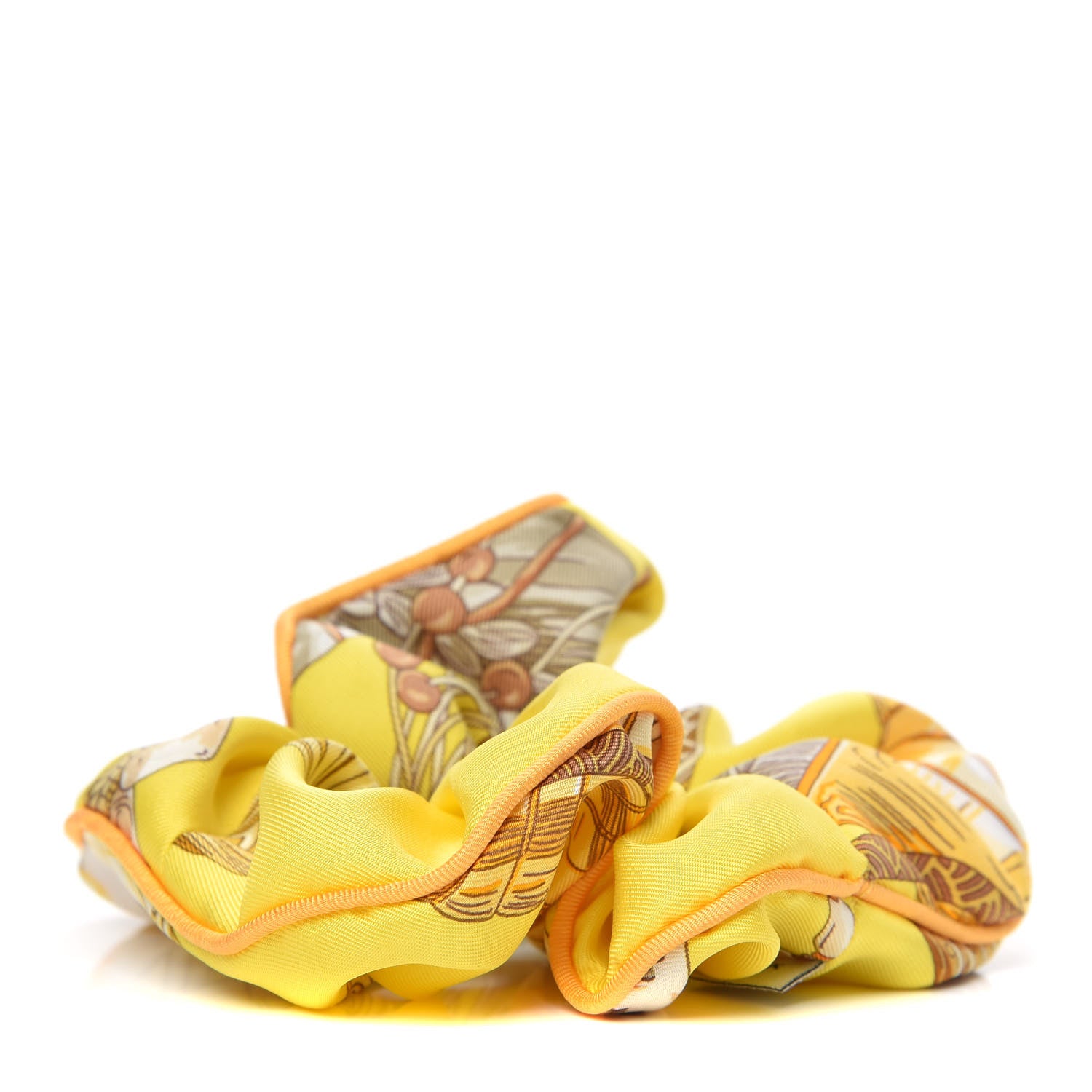 Hermes Silk Patchwork Claudia Scrunchie Multicolore Jaune 1 of 5
