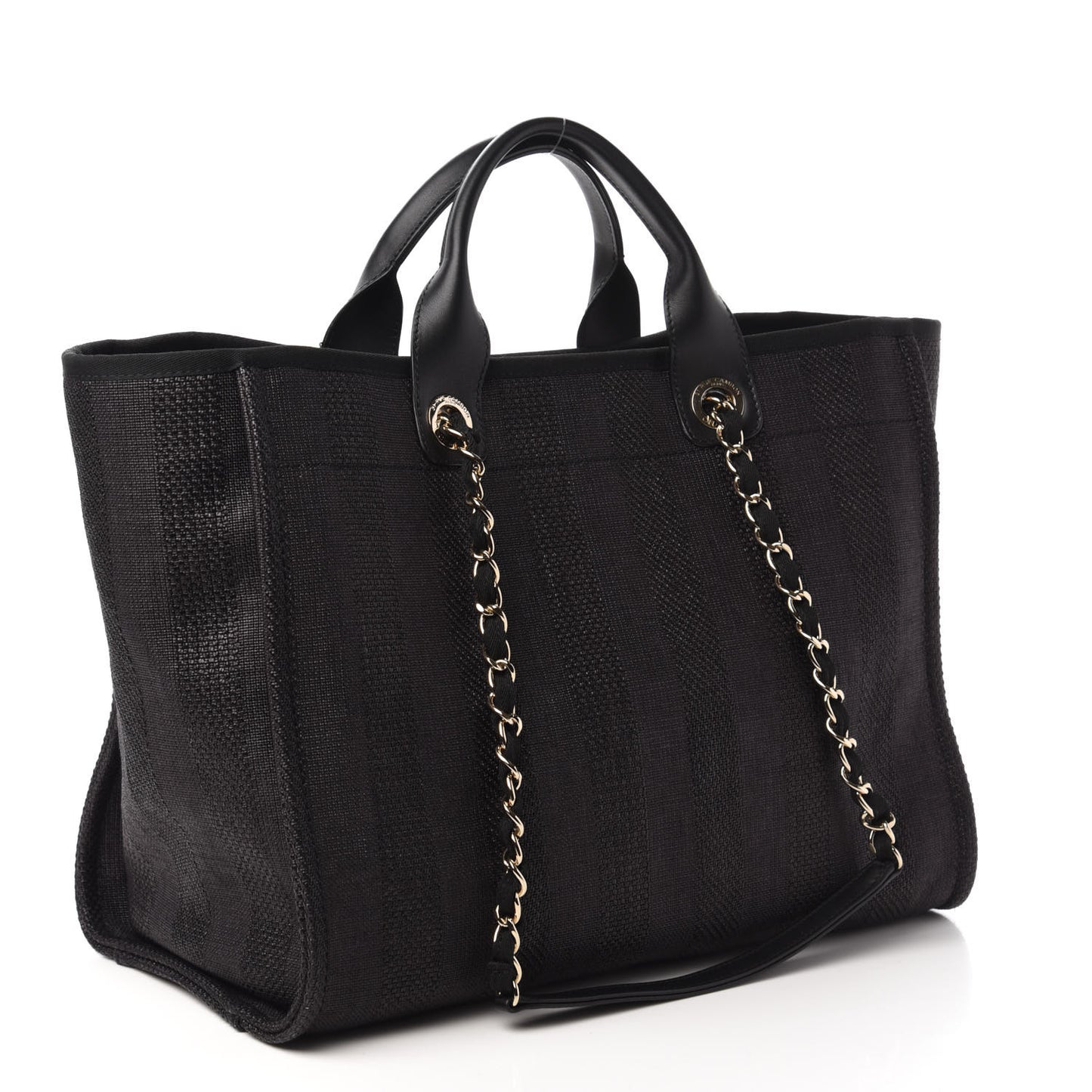 Mixed Fibers Calfskin Medium Deauville Tote Black