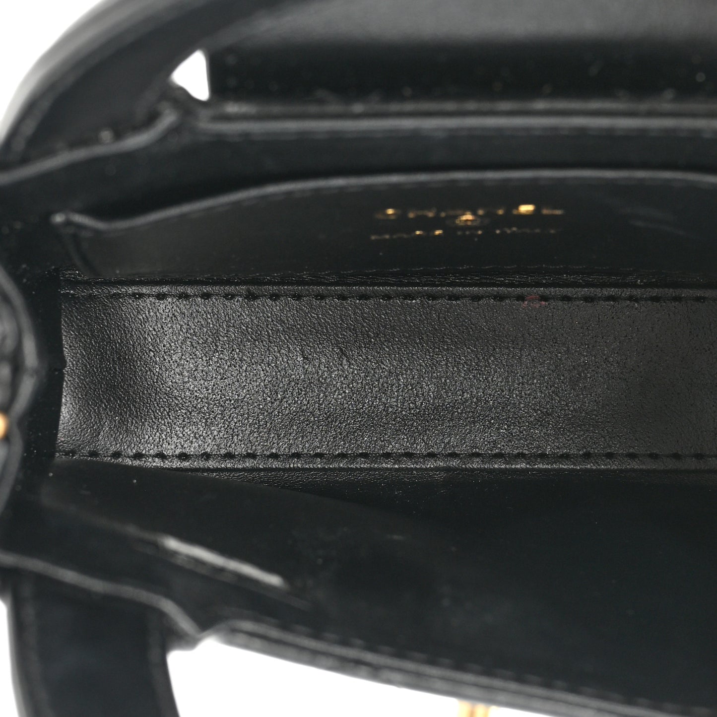 Shiny Aged Calfskin Quilted Mini Nano Kelly Shopper Black