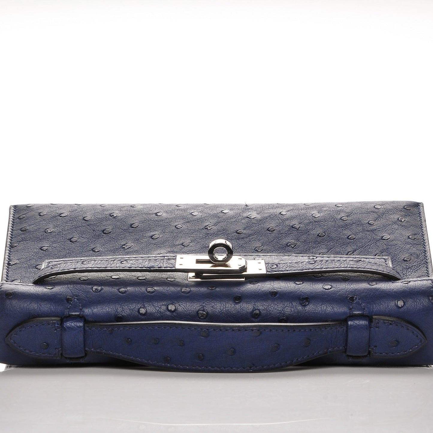 Ostrich Kelly Pochette Bleu Saphir