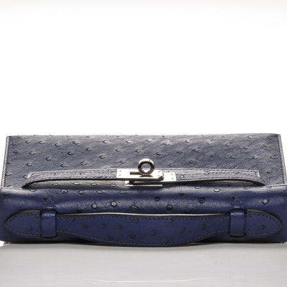 Hermes Ostrich Kelly Pochette Bleu Saphir 8 of 18