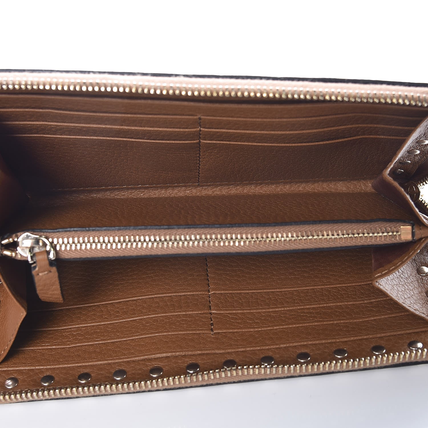 Valentino Garavani Pebbled Calfskin Rockstud Zip Around Wallet Bright Cognac 5 of 8