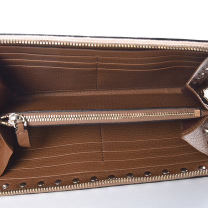 Valentino Garavani Pebbled Calfskin Rockstud Zip Around Wallet Bright Cognac 5 of 8