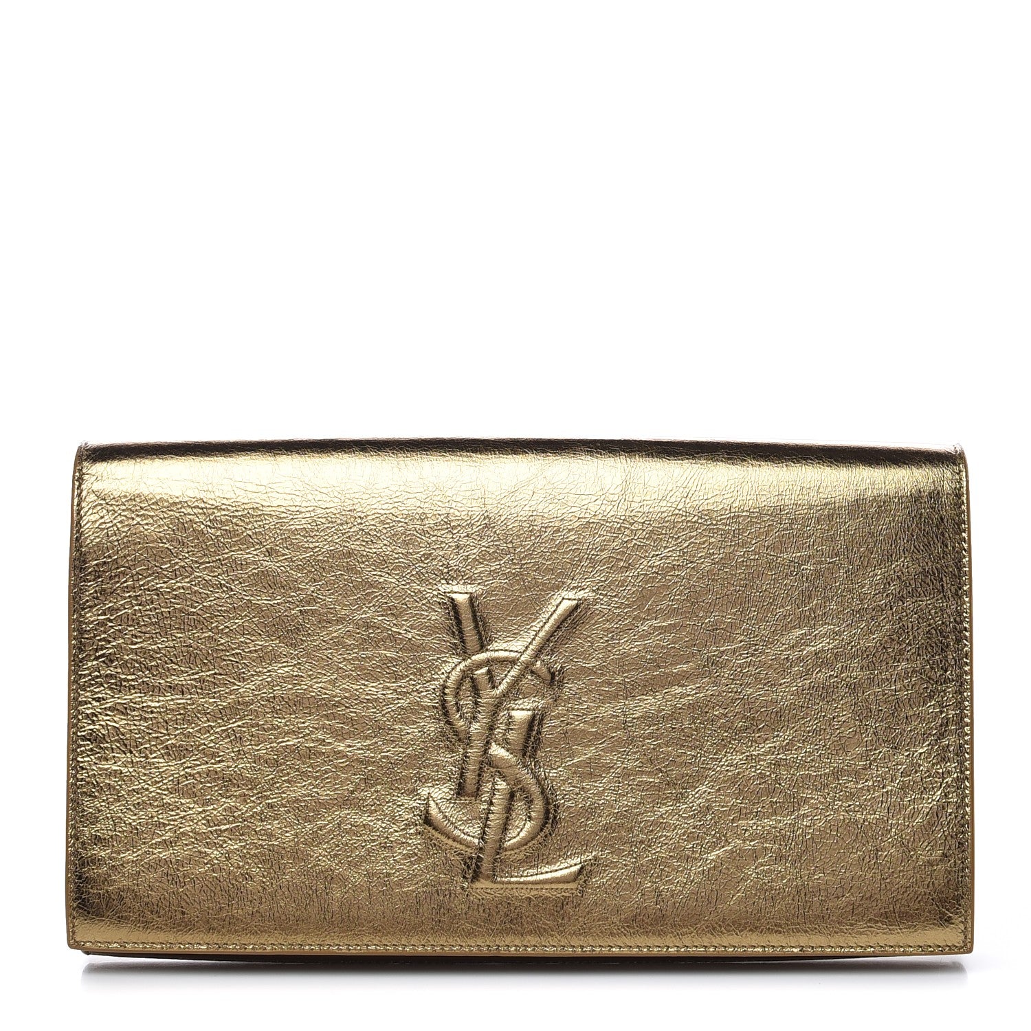 Saint Laurent Metallic Calfskin Monogram Large Belle De Jour Clutch Gold 1 of 7