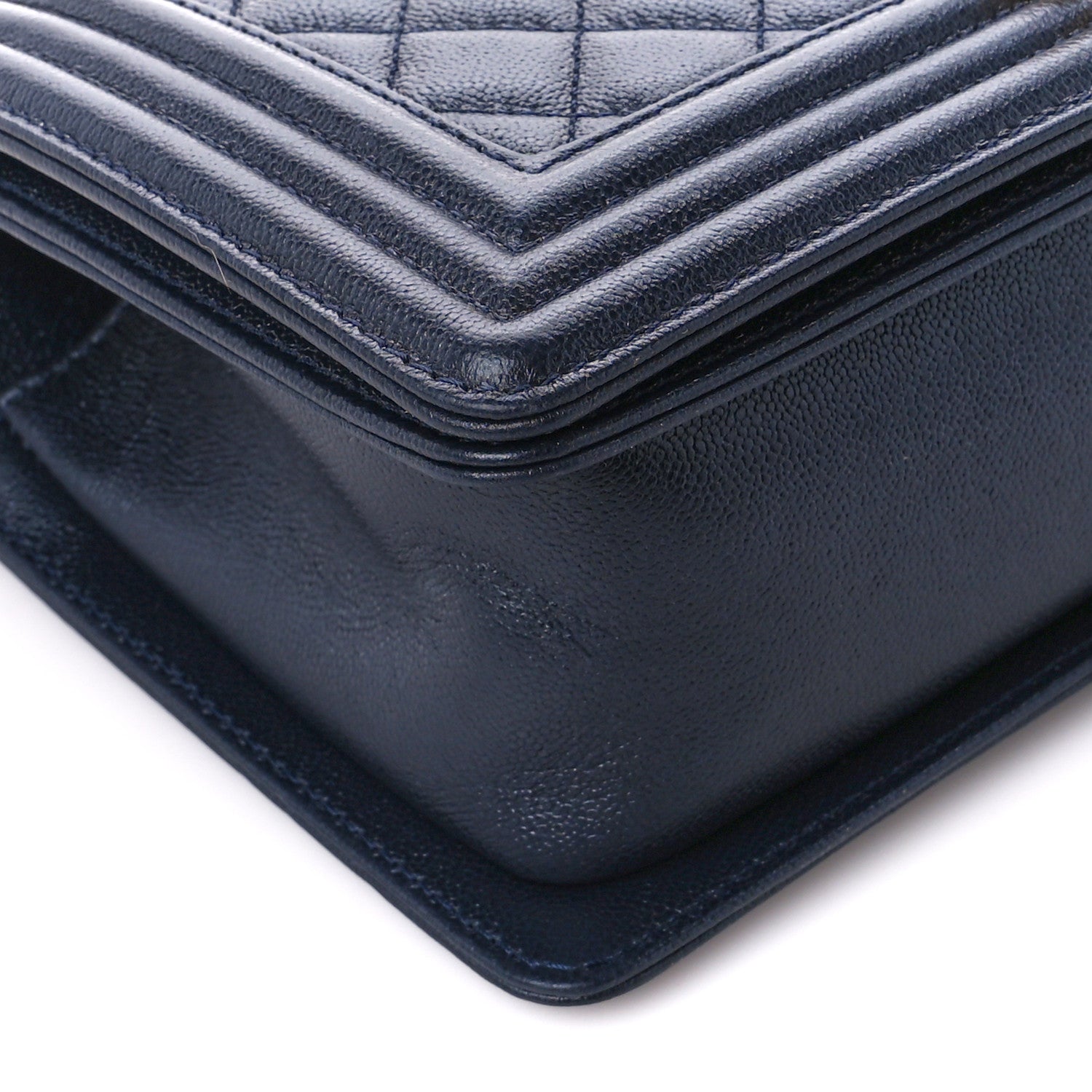 Chanel Caviar Quilted New Medium Boy Flap Dark Navy Blue 9 of 10