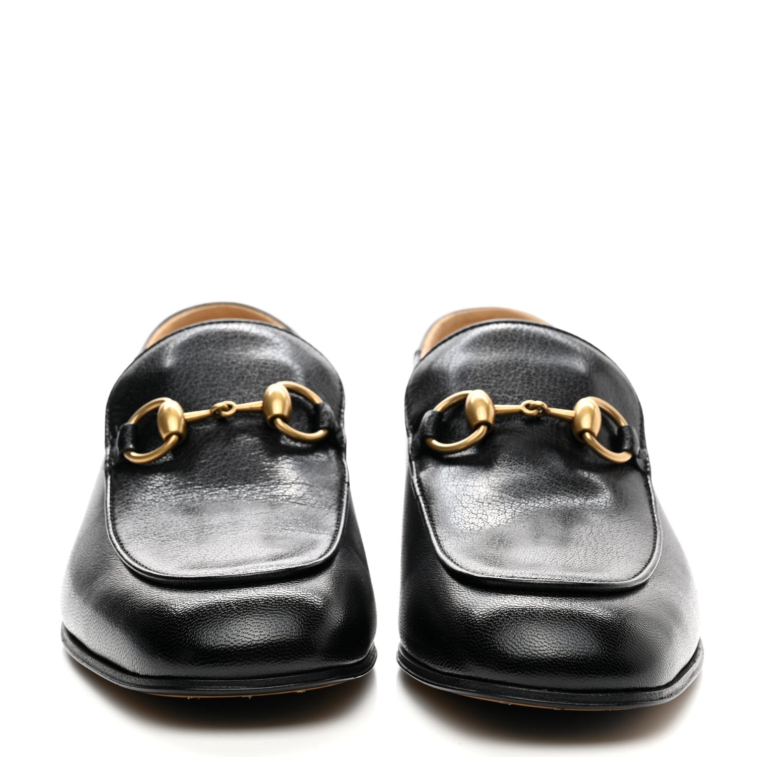 Gucci Goatskin Womens Horsebit Mid-Heel Loafers 37.5 Black 2 of 9