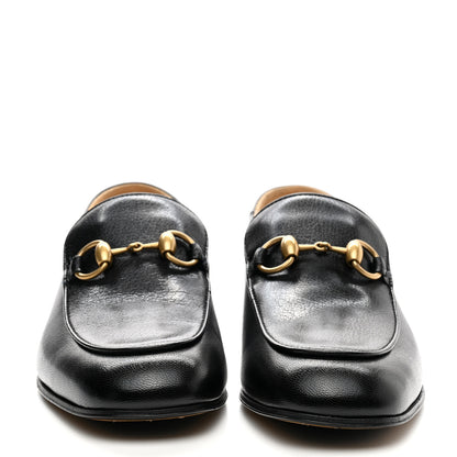 Gucci Goatskin Womens Horsebit Mid-Heel Loafers 37.5 Black 2 of 9