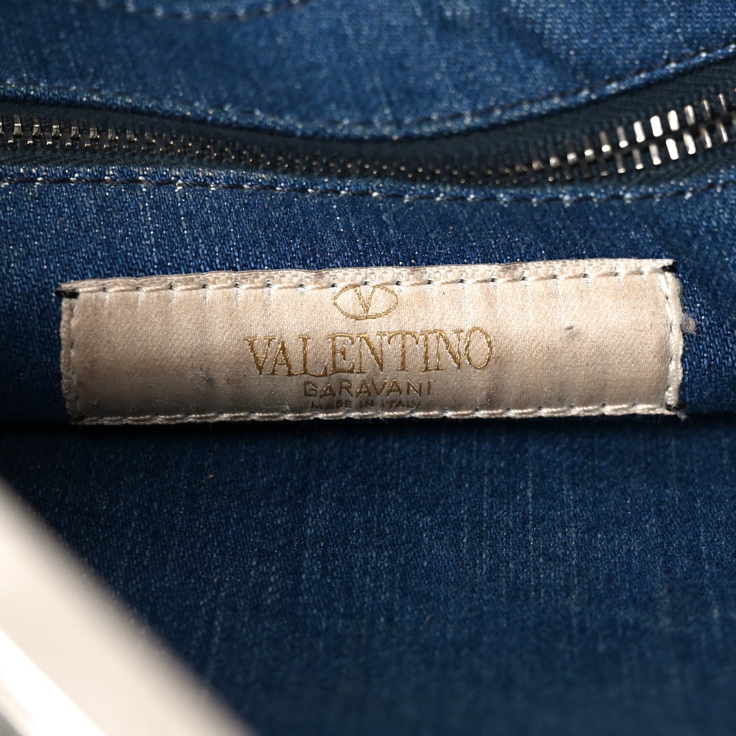 Valentino Garavani Denim Small Guitar Strap Rockstud Rolling Flip-Lock Messenger Bag Blue 6 of 10
