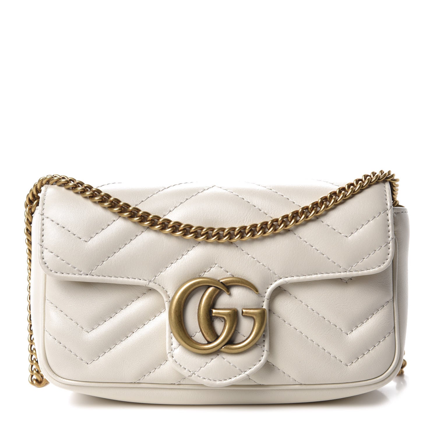 Gucci Calfskin Matelasse Super Mini GG Marmont Shoulder Bag White 1 of 11