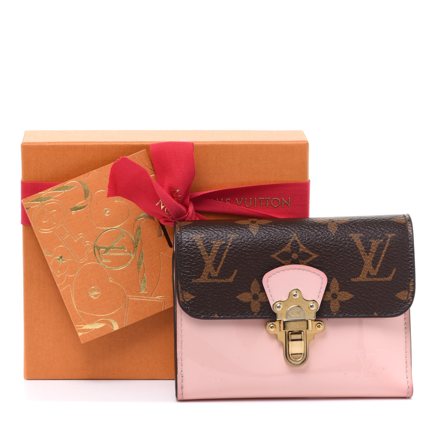 Louis Vuitton Patent Calfskin Monogram Cherrywood Compact Wallet Rose Ballerine 9 of 9