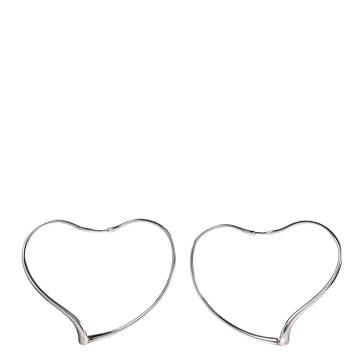 Tiffany Sterling Silver Large Elsa Peretti Open Heart Hoop Earrings 1 of 4