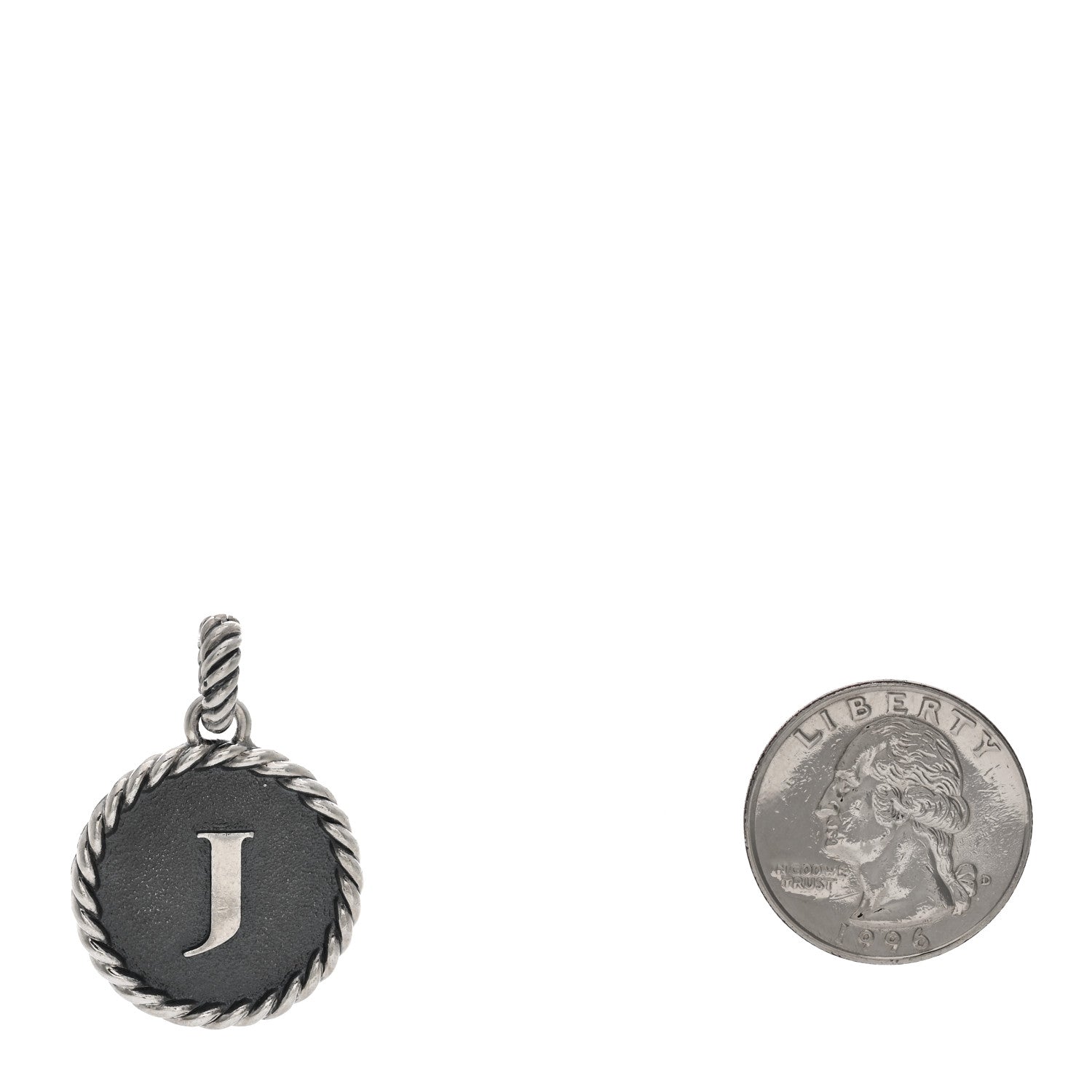David Yurman Sterling Silver Cable Collectibles Initial J Charm Pendant 2 of 3