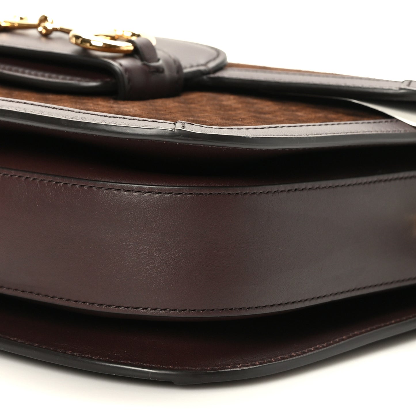 Suede Koi Calfskin Mini G Cube Monogram Horsebit 1955 Shoulder Bag Dark Brown Beige Chocolate