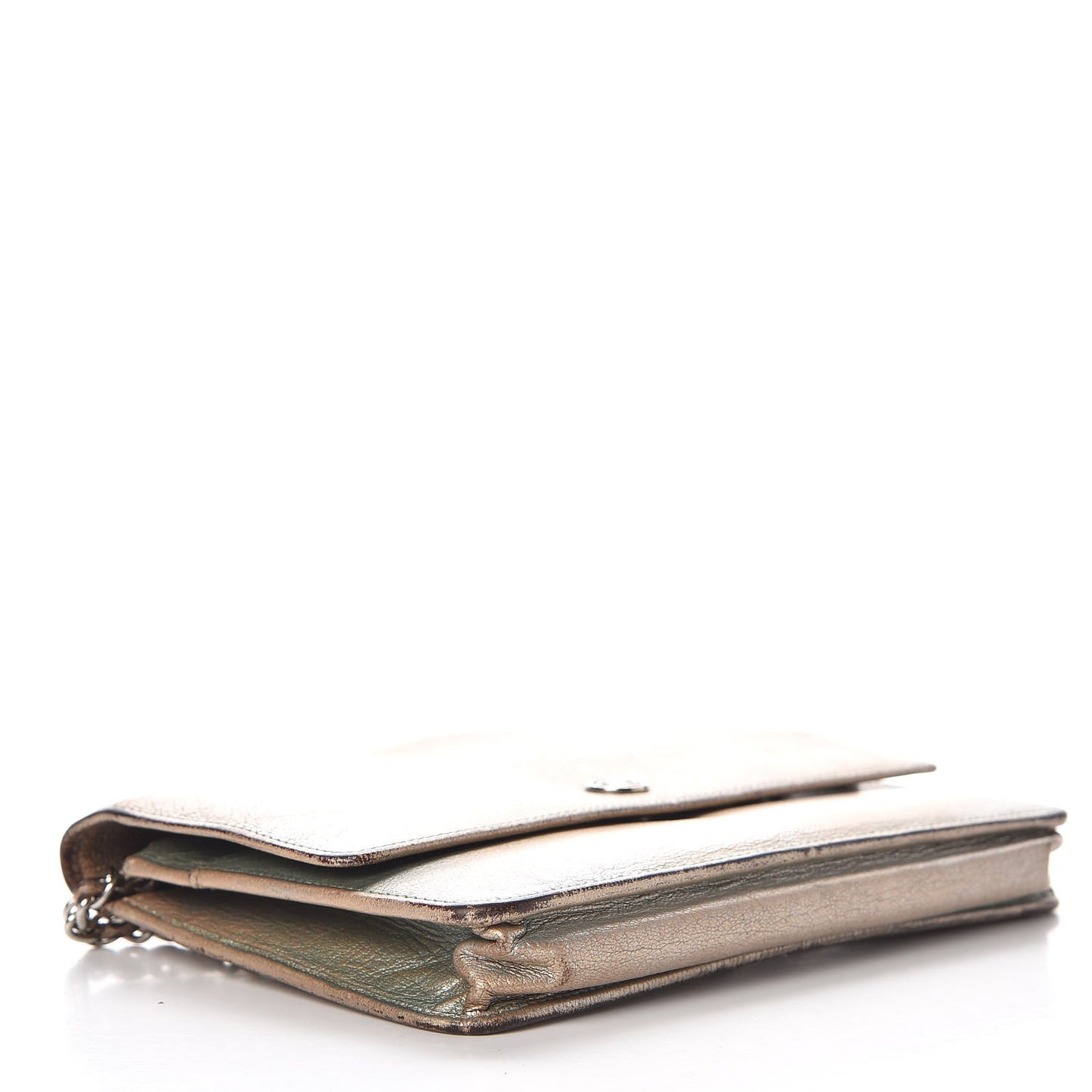 Metallic Goatskin Wallet On Chain WOC Gold