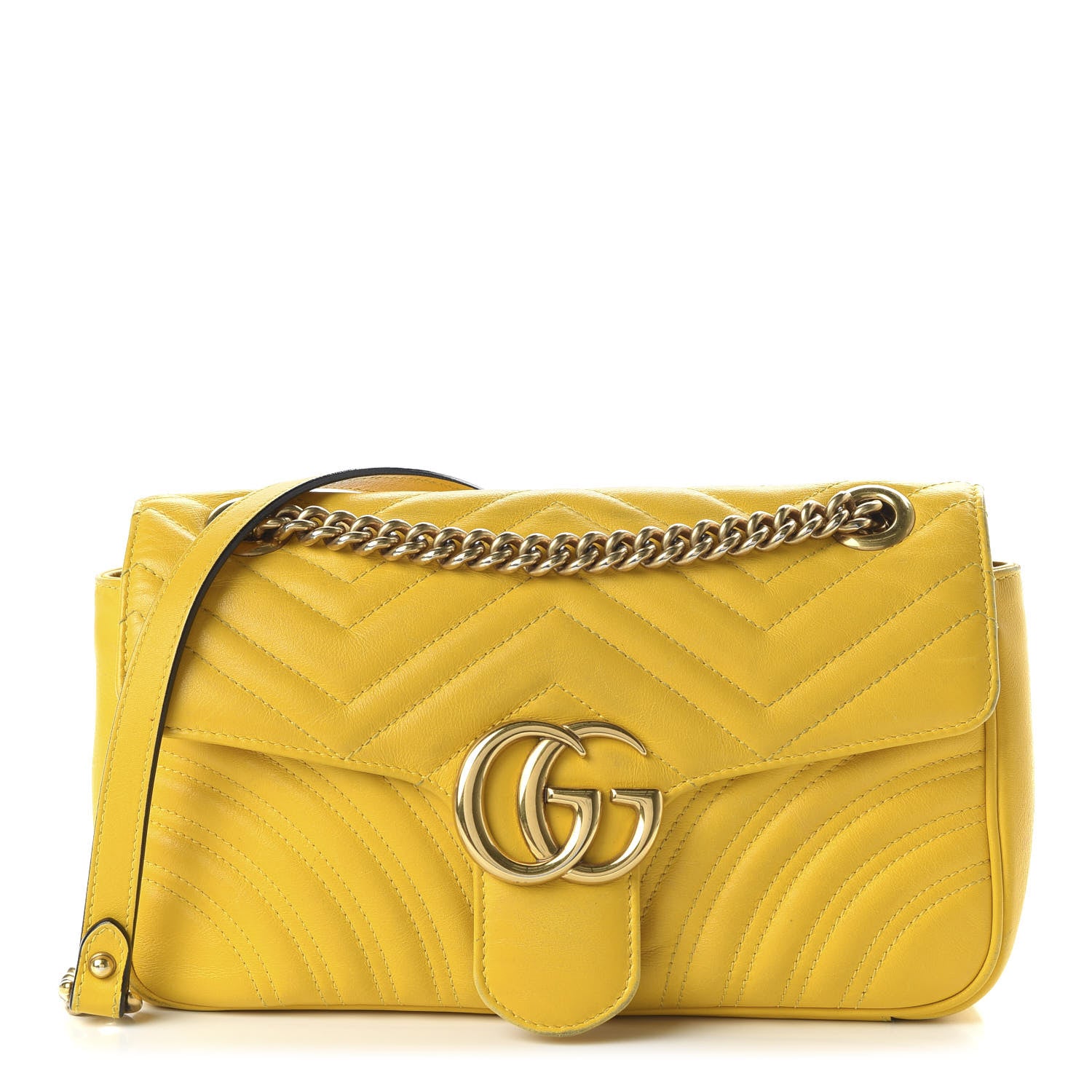 Gucci Calfskin Matelasse Small GG Marmont Shoulder Bag Stone Topaz 1 of 11
