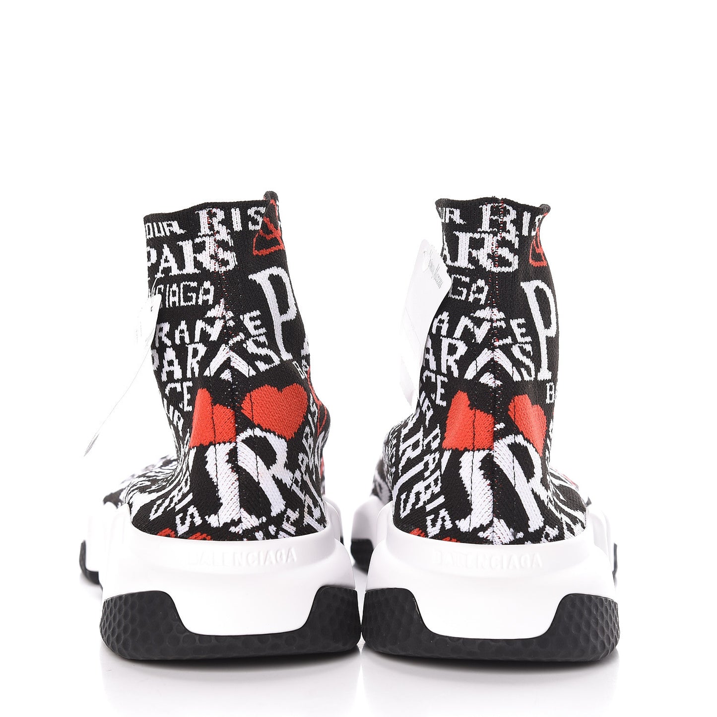 Neoprene Knit Bonjour Paris Womens Speed Sneakers 41 Black White Red