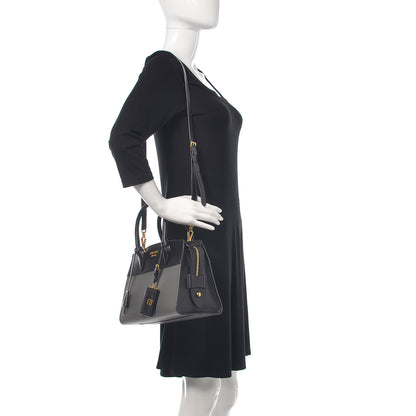 Prada Saffiano City Calfskin Small Esplanade Tote Mercurio Black 2 of 9