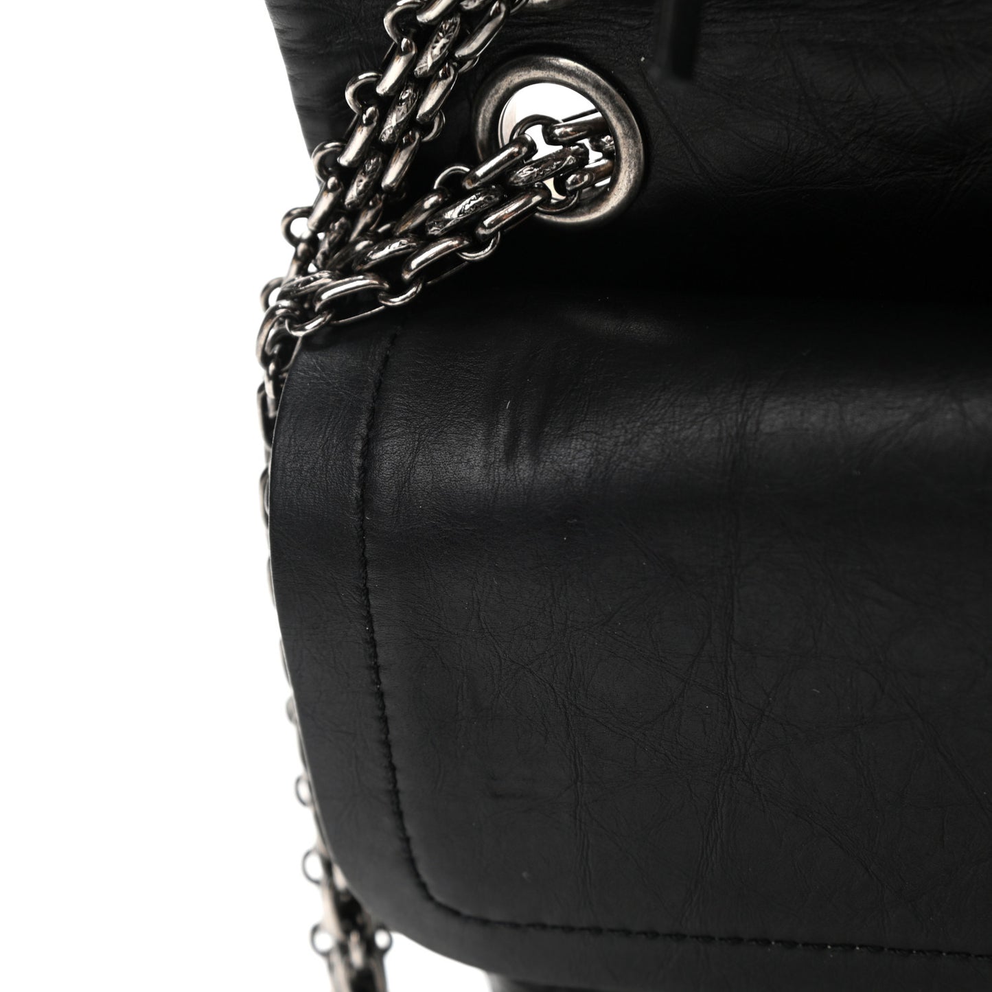 Aged Calfskin Quilted 2.55 Reissue 225 Flap Black