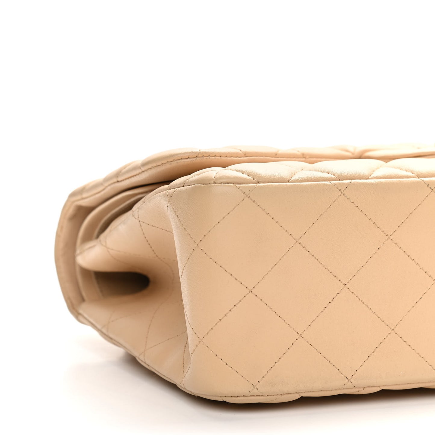 Lambskin Quilted Jumbo Double Flap Beige