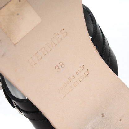 Hermes Lambskin Quasar Sandals 38 Black 6 of 7