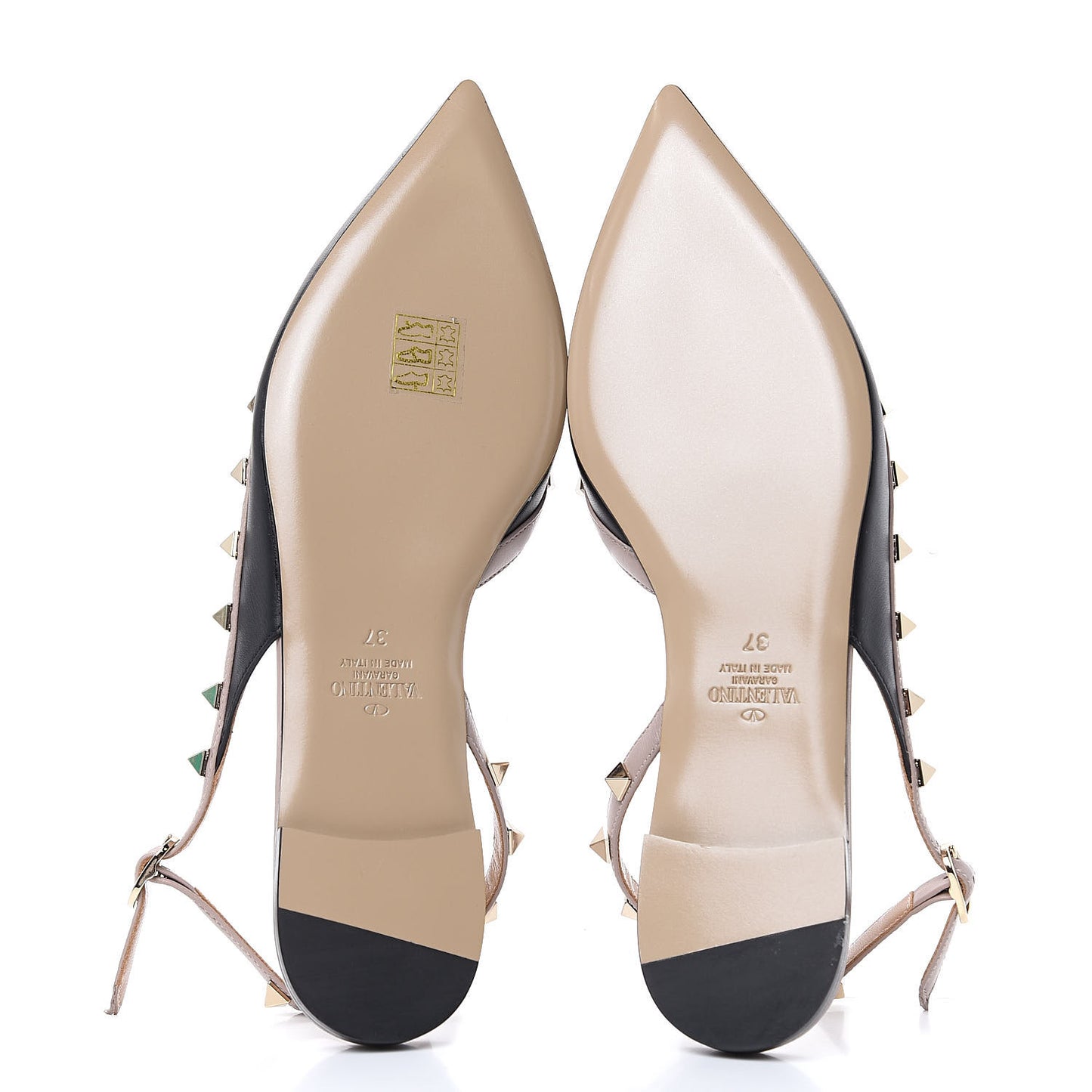 Nappa Rockstud Slingback Flats 37 Black Poudre