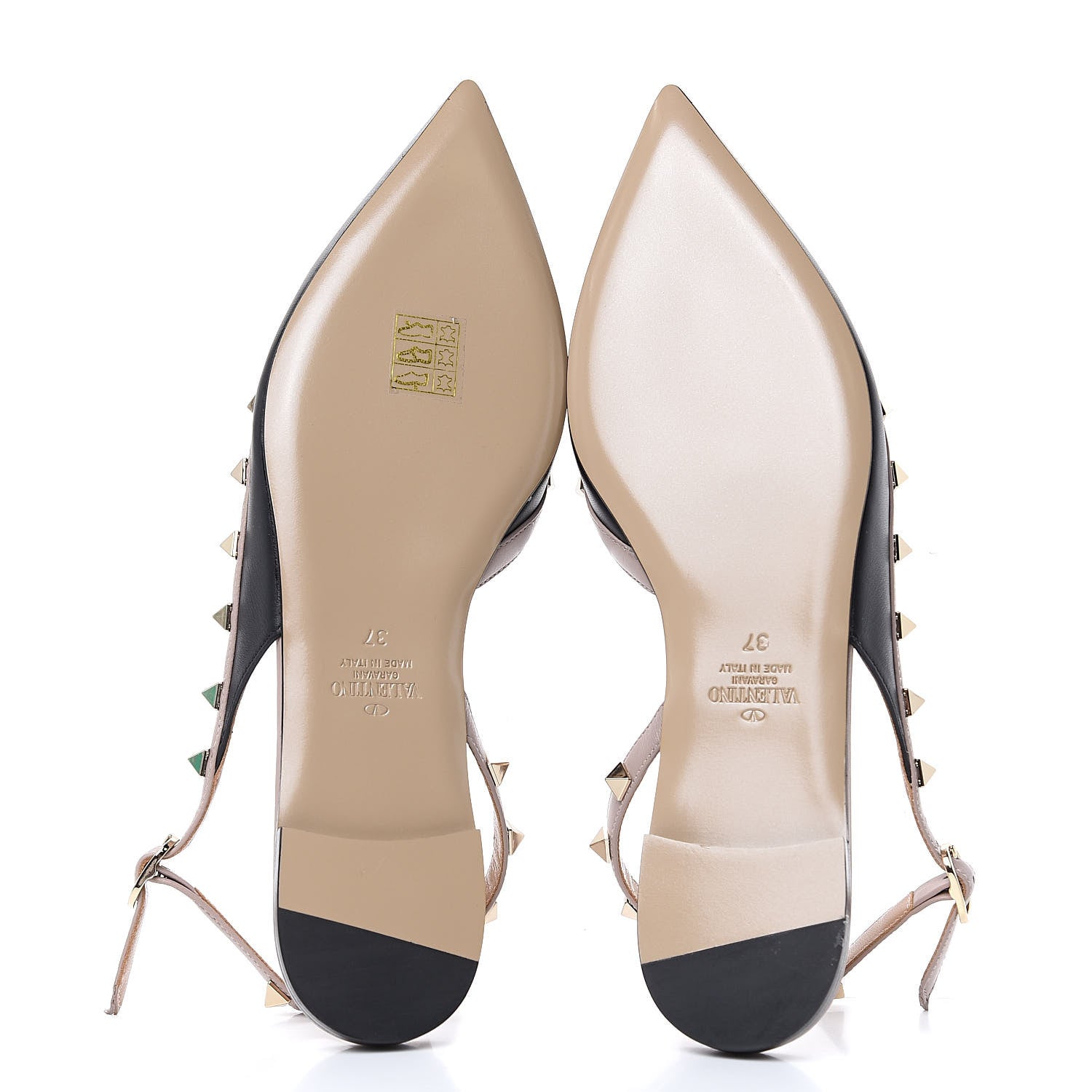 Valentino Garavani Nappa Rockstud Slingback Flats 37 Black Poudre 5 of 9