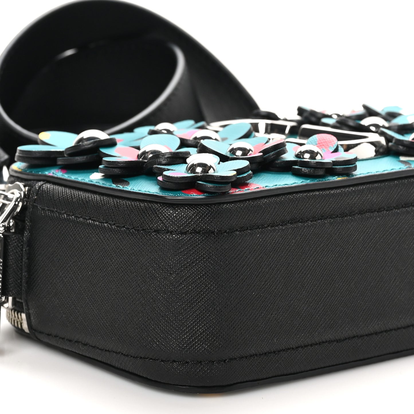 Saffiano Snapshot 3D Painted Flowers Camera Bag Blue Multicolor