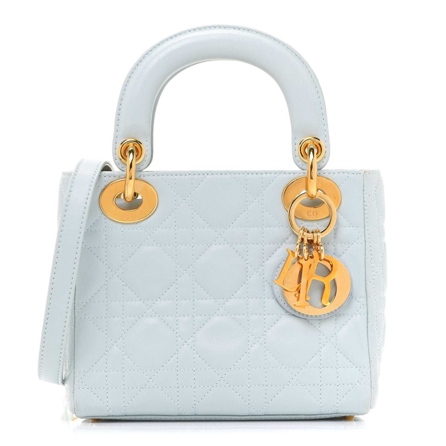 Lambskin Cannage Mini Lady Dior Light Blue