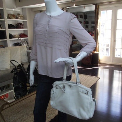 Prada Vitello Daino Tote Shoulder Bag Bianco 2 of 9