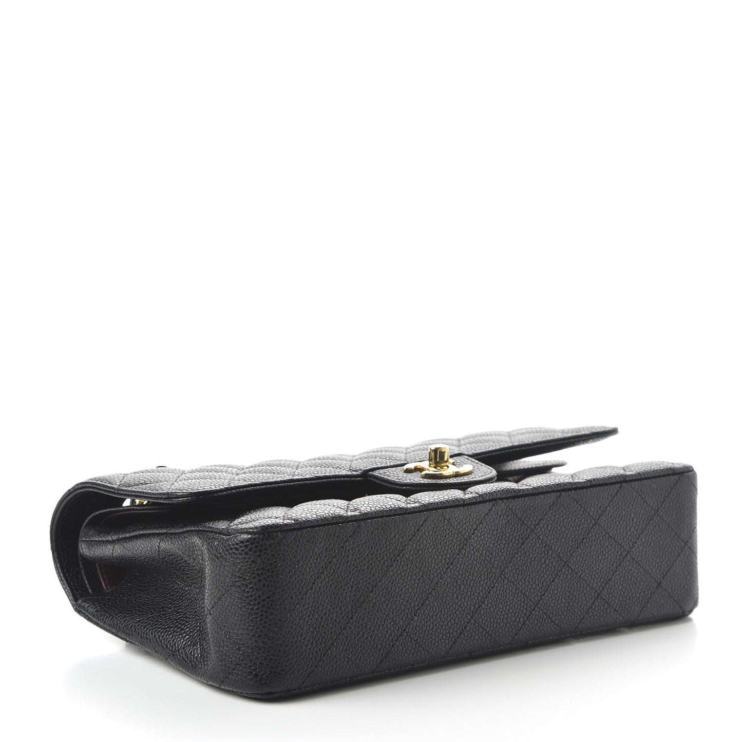 Caviar Quilted Medium Double Flap Black