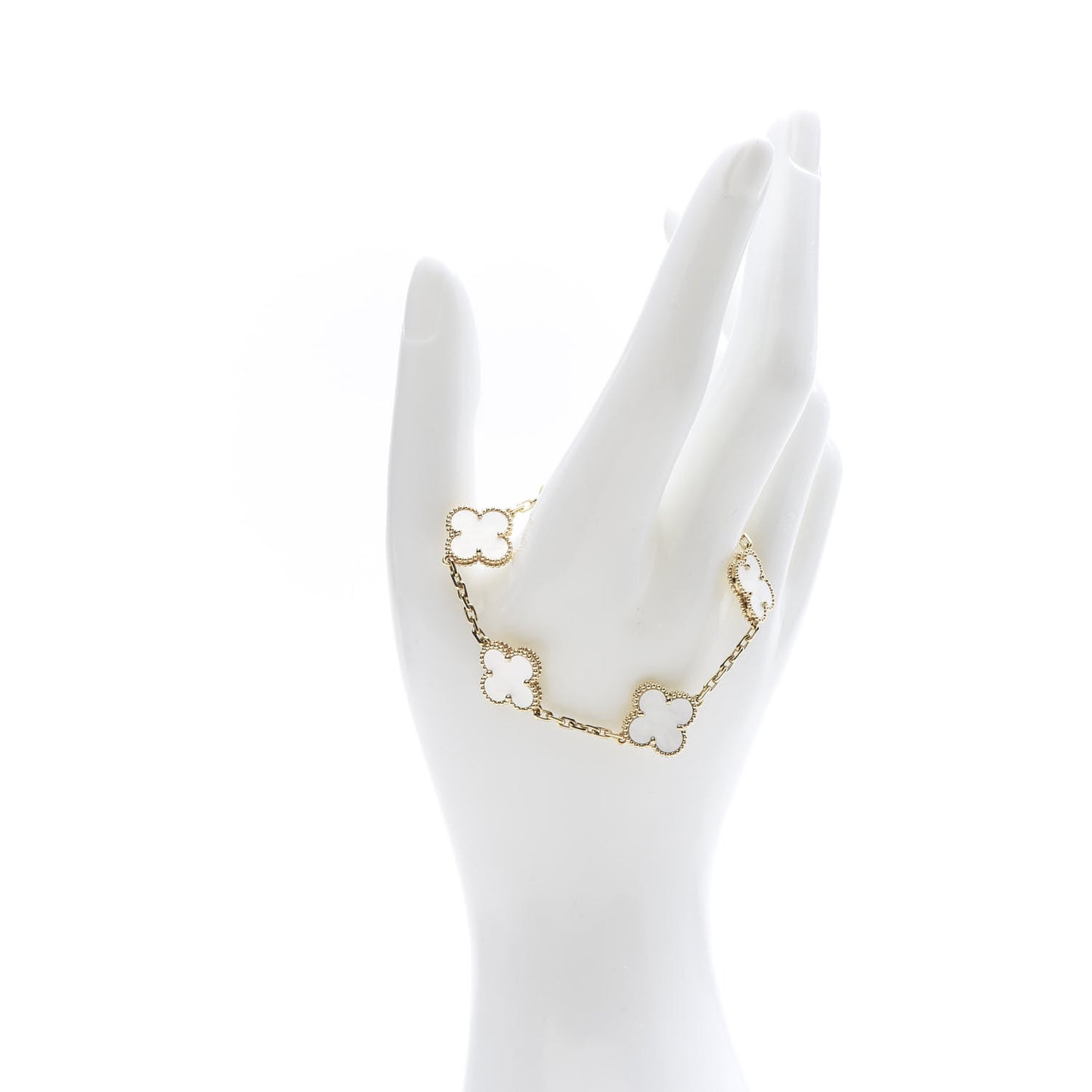 18K Yellow Gold Mother of Pearl 5 Motifs Vintage Alhambra Bracelet