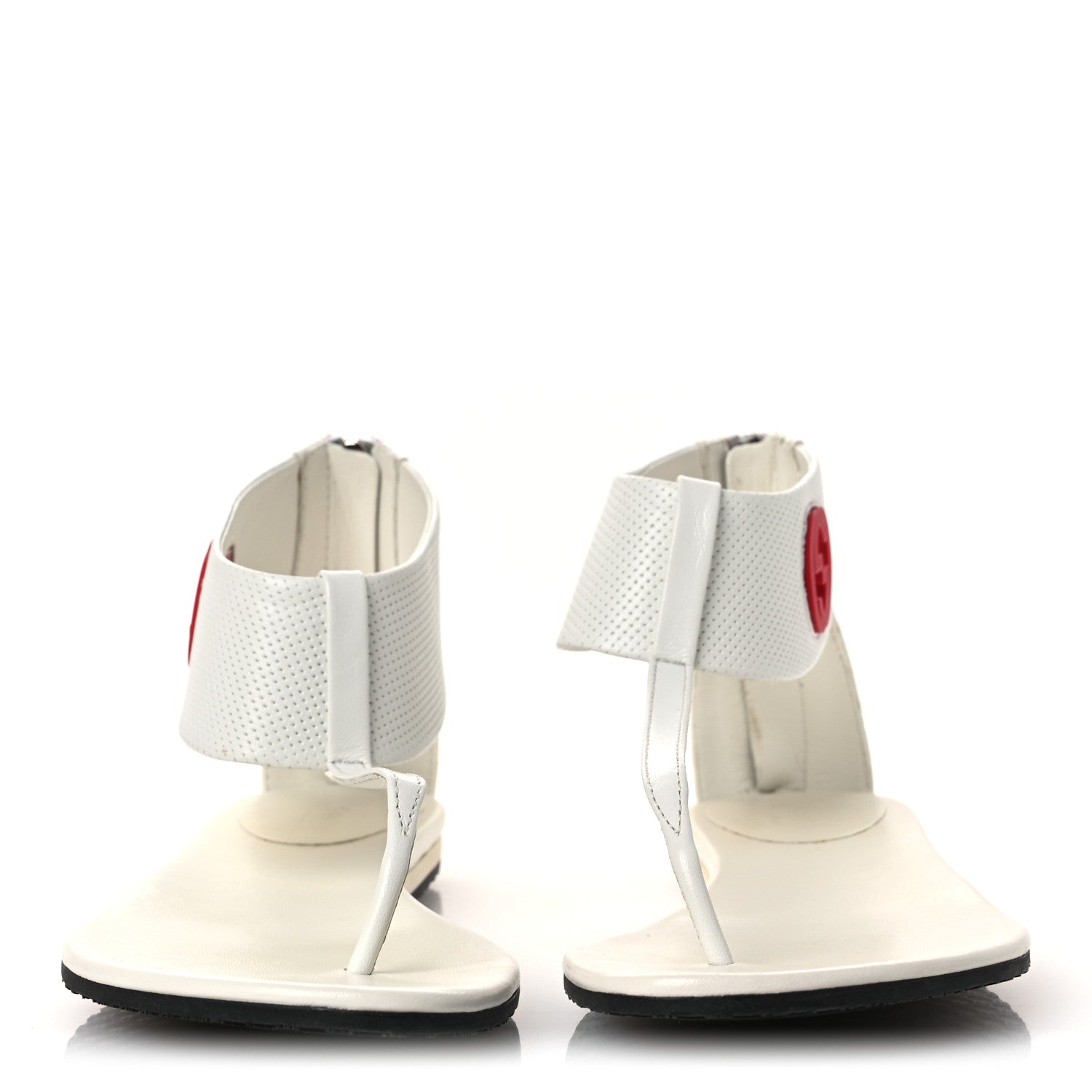 Gucci Calfskin GG Zip Thong Sandals 40.5 White 3 of 16