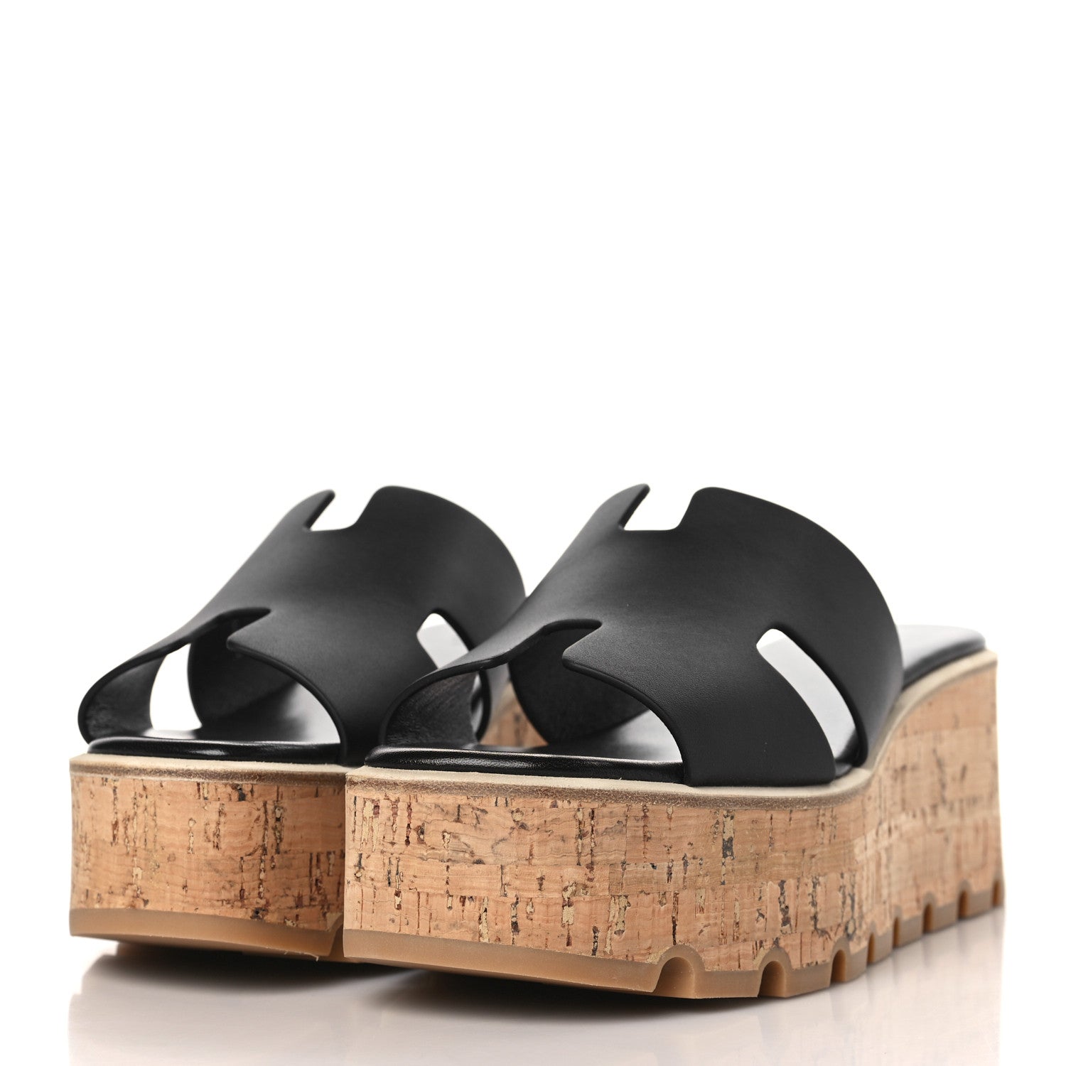 Hermes Calfskin Cork Eze 30 Sandals 38 Black 2 of 9