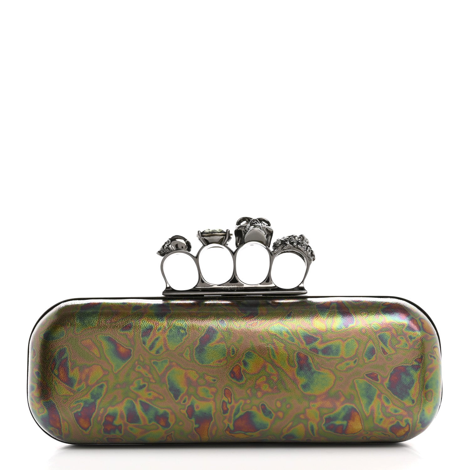 Alexander McQueen Lambskin Oil Slick Knuckle Box Multicolor 1 of 7