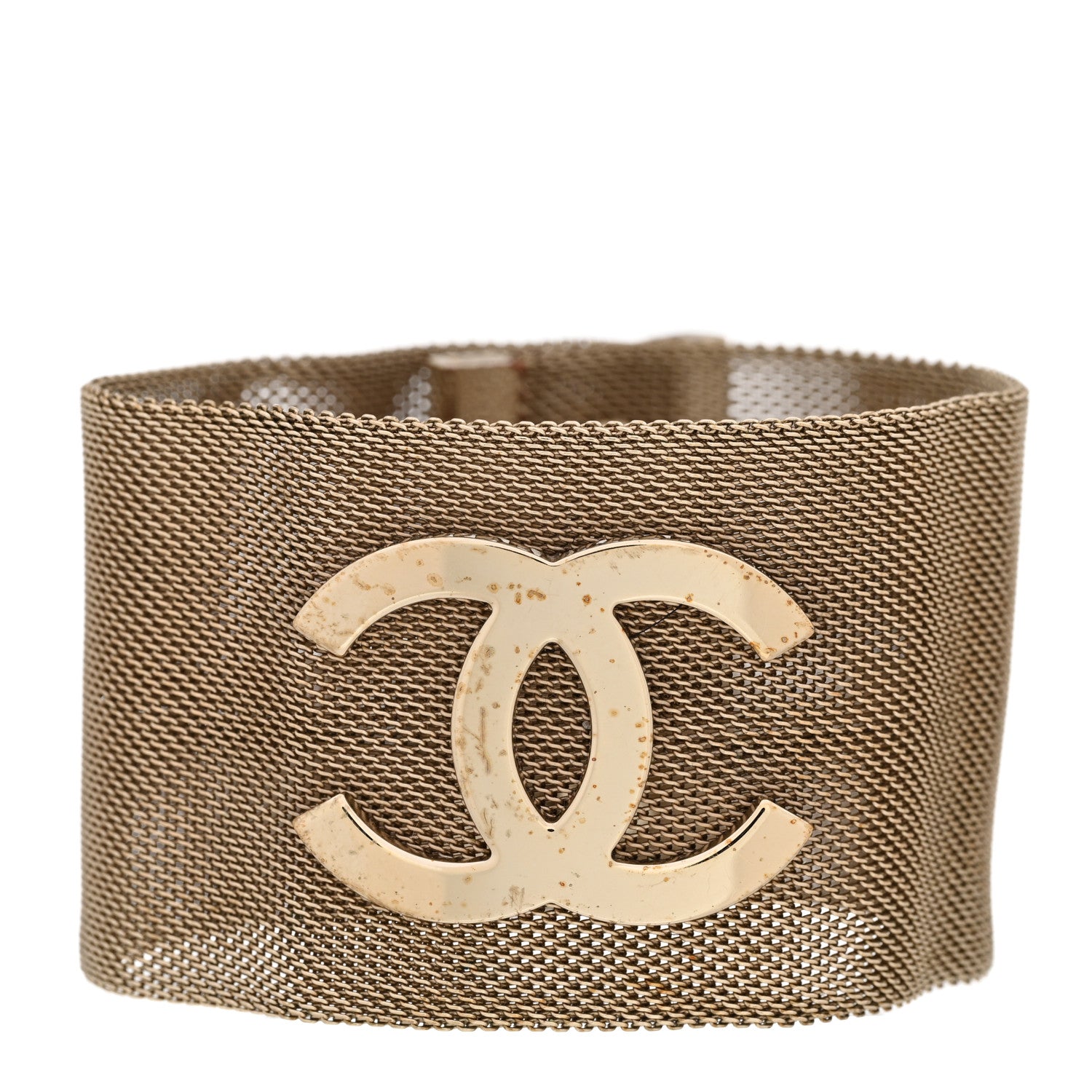 Chanel Metal Mesh CC Bracelet Light Gold 1 of 6