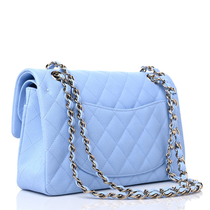 Chanel Caviar Quilted Small Double Flap Light Blue 2 of 8