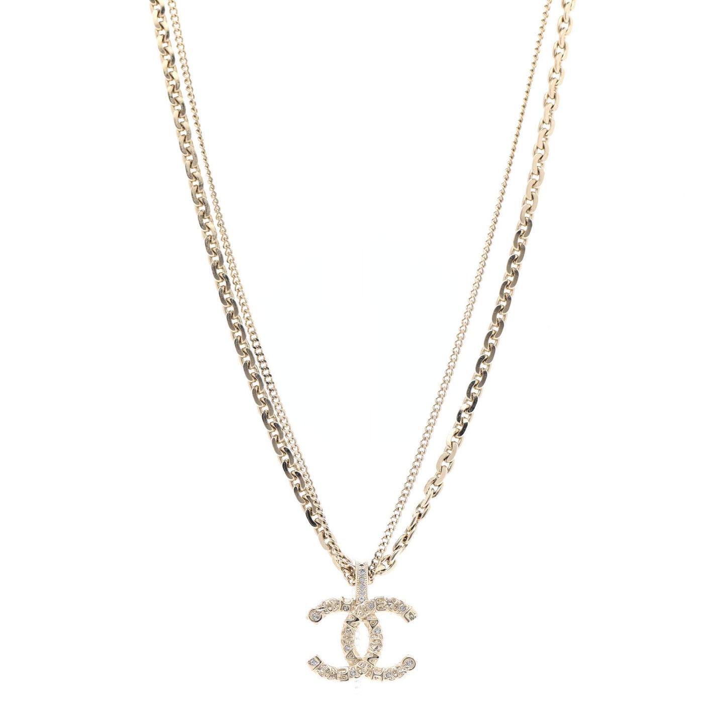 Crystal CC Multi Strand Chain Necklace Gold