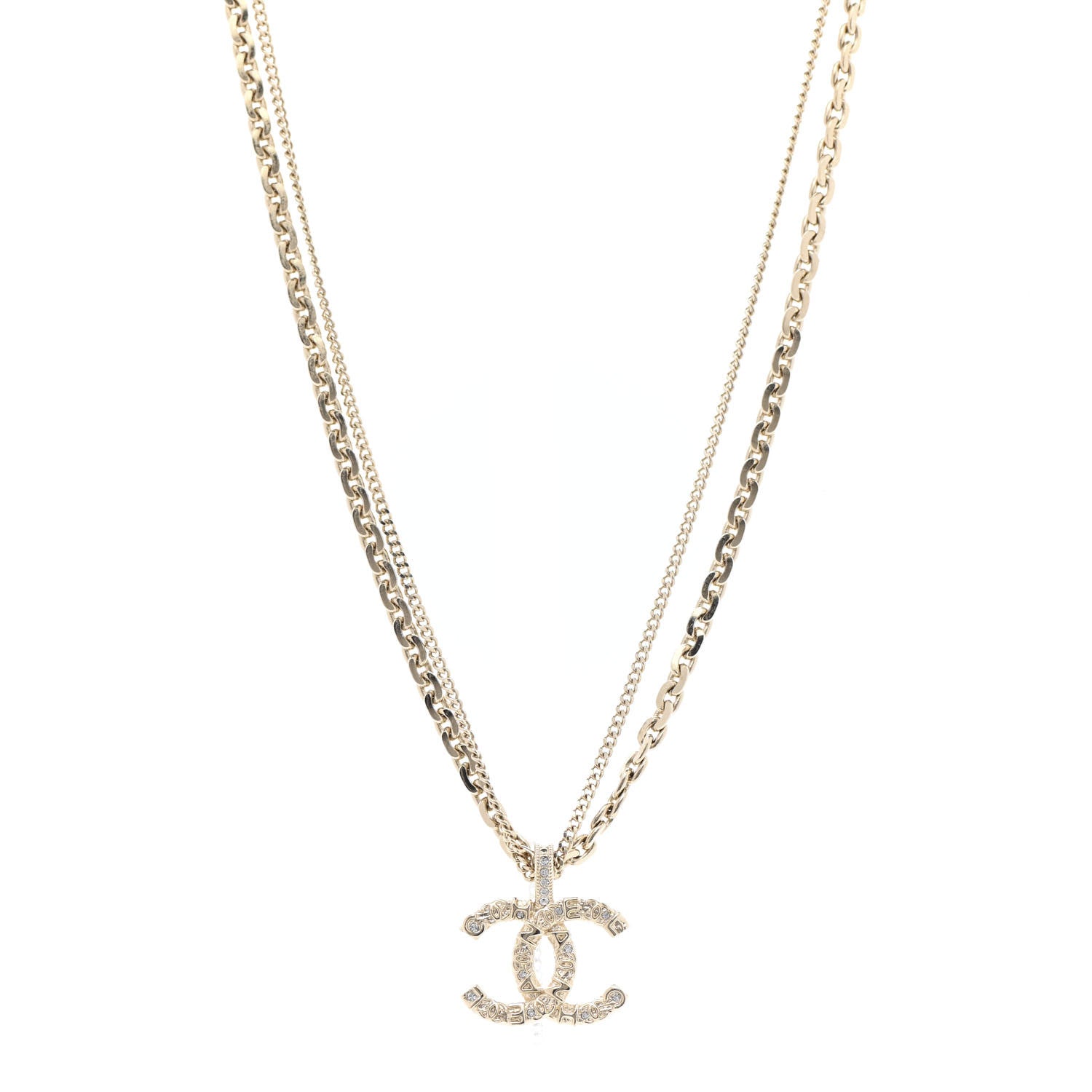 Chanel Crystal CC Multi Strand Chain Necklace Gold 1 of 7