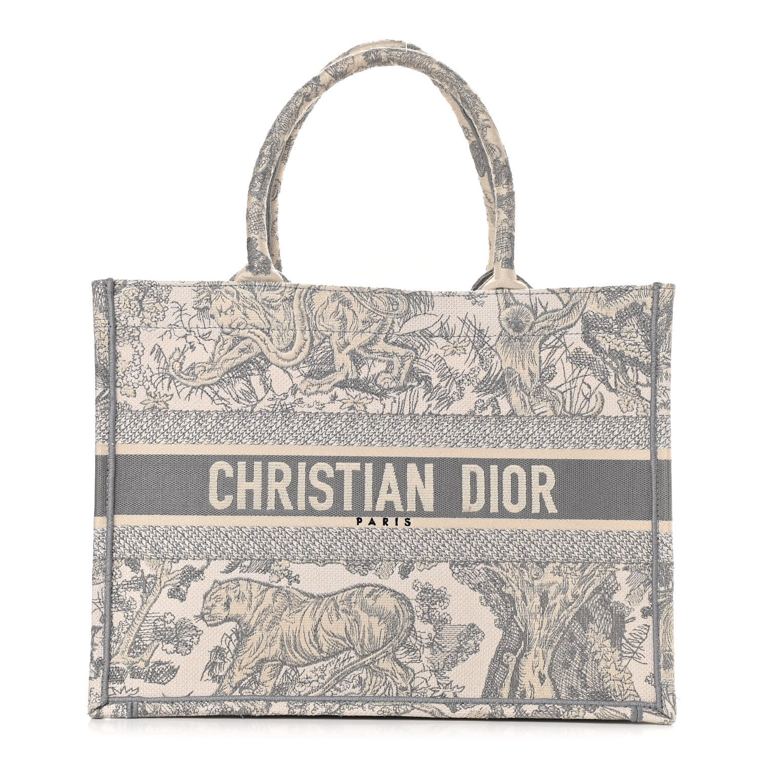 Christian Dior Canvas Embroidered Medium Dioriviera Toile De Jouy Book Tote Gray 1 of 11