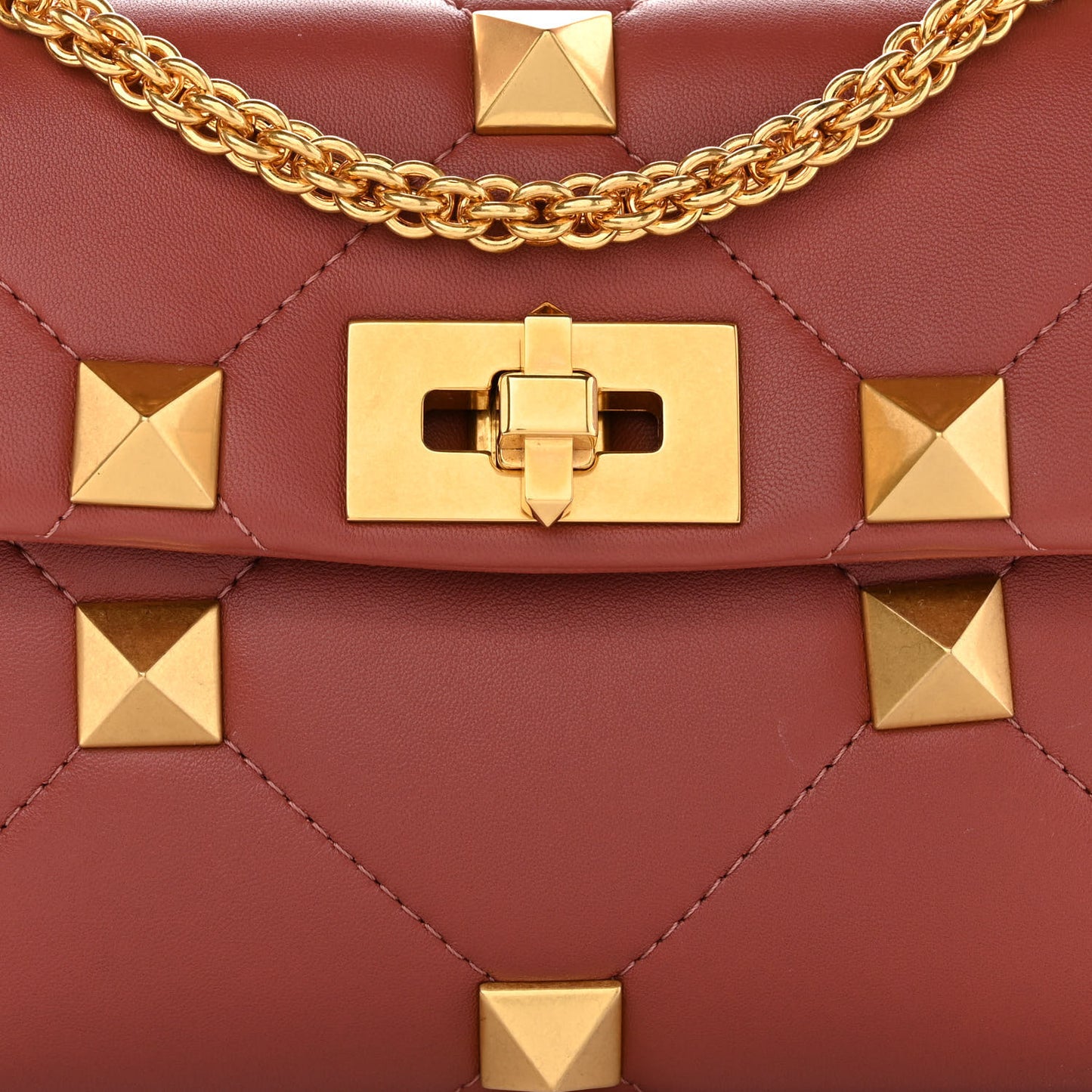 Nappa Medium Roman Stud Shoulder Bag Gingerbread