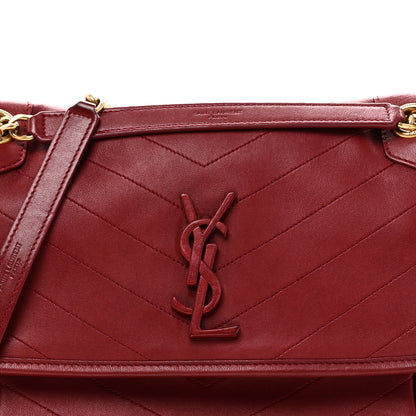 Saint Laurent Lambskin Matelasse Monogram Medium Niki Chain Satchel Rouge Legion 8 of 10
