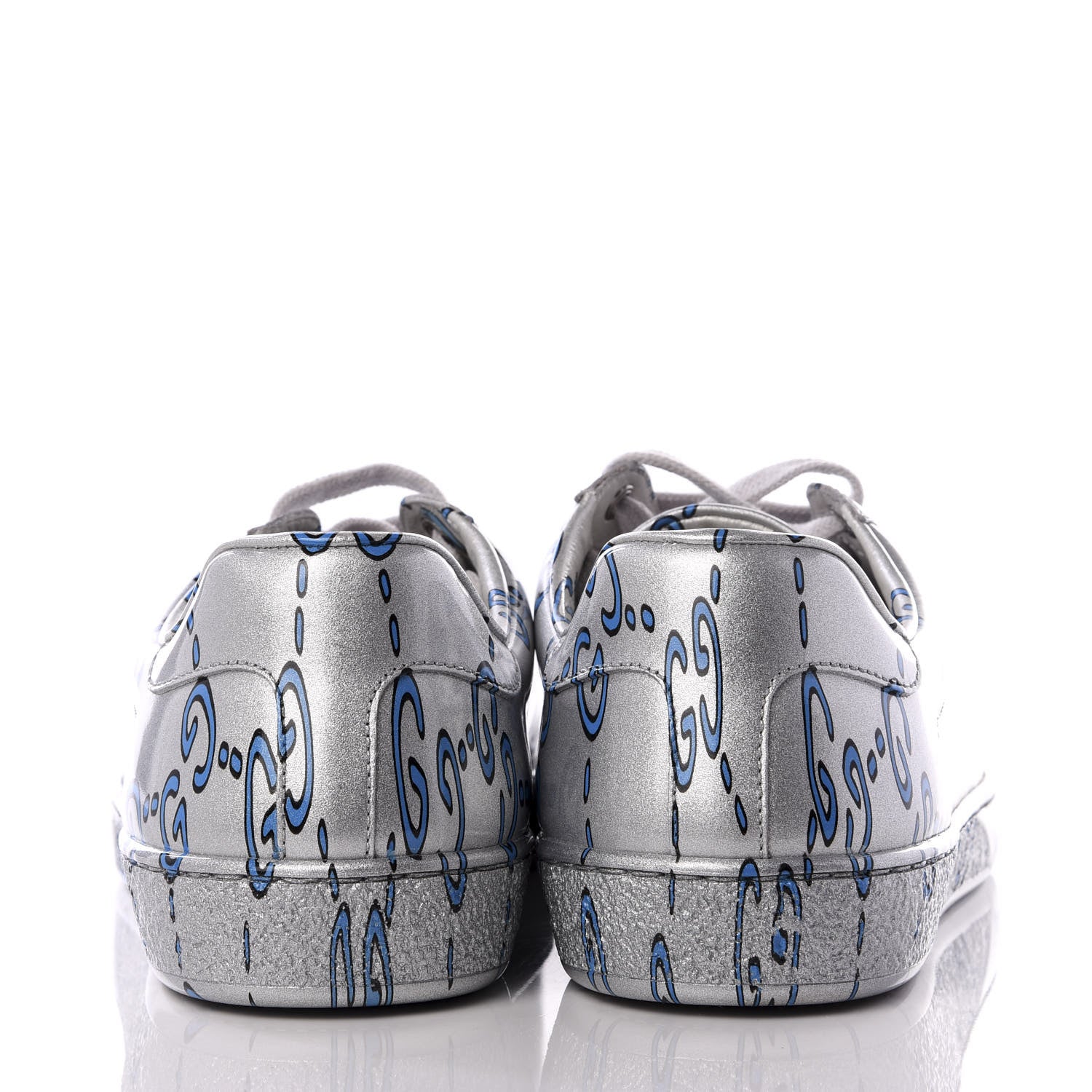 Gucci Miro Rubber Wax GucciGhost Print Mens New Ace Sneakers 6.5 Silver 6 of 10