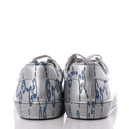 Gucci Miro Rubber Wax GucciGhost Print Mens New Ace Sneakers 6.5 Silver 6 of 10