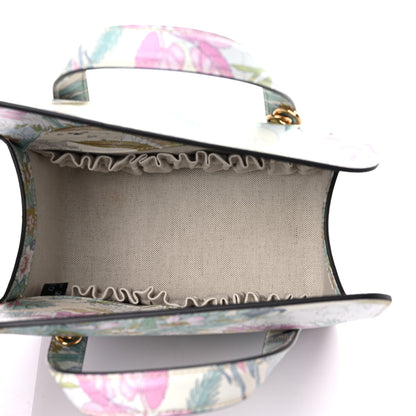Gucci New Shangai Calfskin Tiger Savanah Mini Horsebit 1955 Foldover Top Handle Bag Chalky White Multicolor 5 of 10