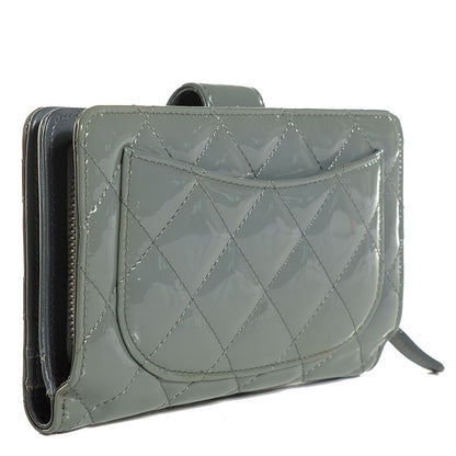 Chanel Patent Quilted L-Zip Pocket Wallet Grey 3 of 9