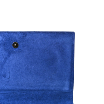 Saint Laurent Patent Calfskin Monogram Large Belle De Jour Clutch Royal Blue 12 of 15